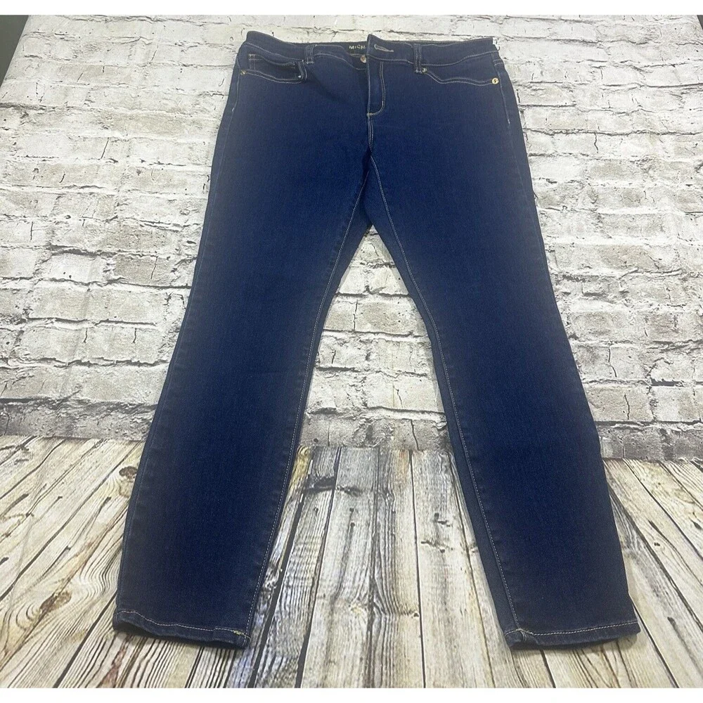 MICHAEL KORS Womens Jeans 8P Blue Izzy Skinny Dark Blue Stretch Denim‎ Mid Rise